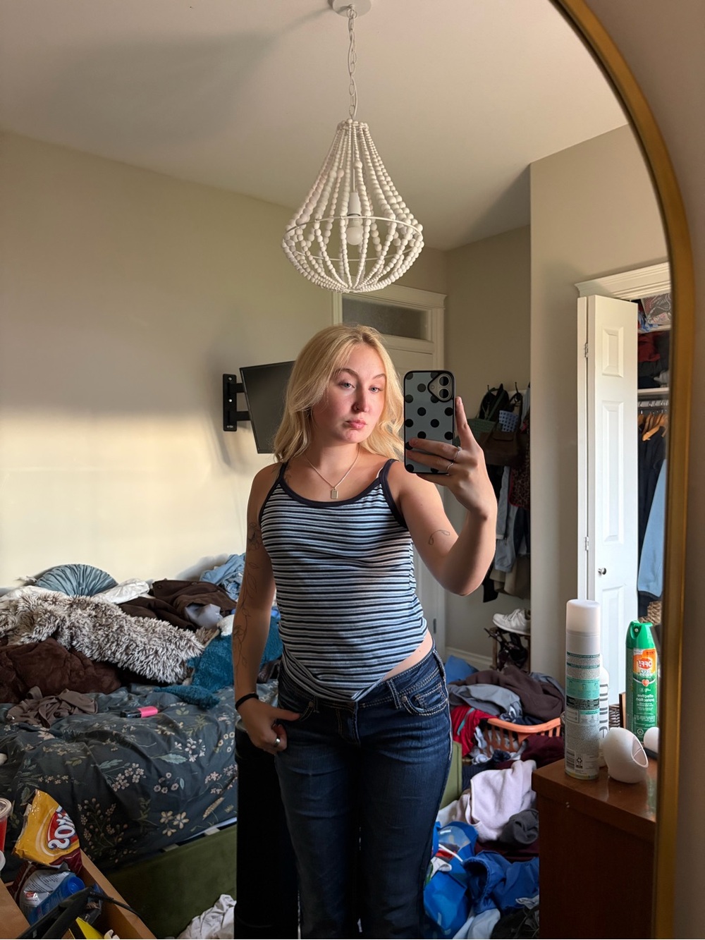Vintage Striped Blue & White Tank Top - Women